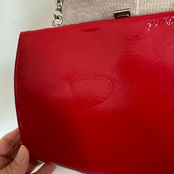Hobo International Red Patent Leather Clutch Handbag w/chain Leather Vintage - Picture 7 of 12